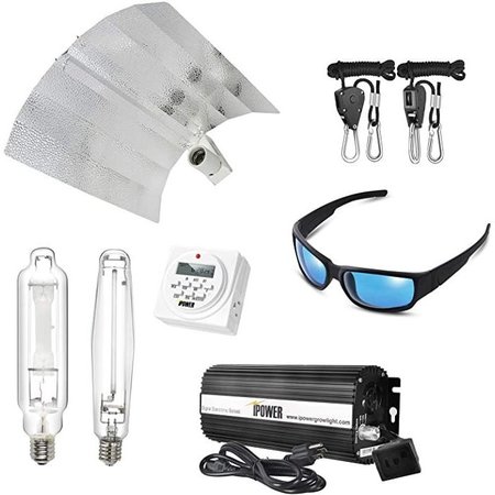 IPOWER 1000 Watt HPS MH Grow Light System Kits(Wing, 7-Day timer) and 1 Pack Glasses(Blue)Combo GLSETX1000DHMWING20GBDIGIT